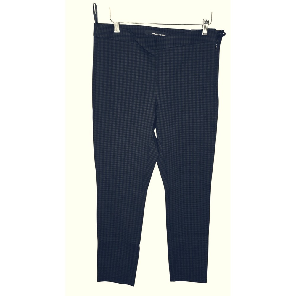 Amanda + Chelsea Pants 8 Black Navy Gingham Stretch Workwear Career Hipster Punk